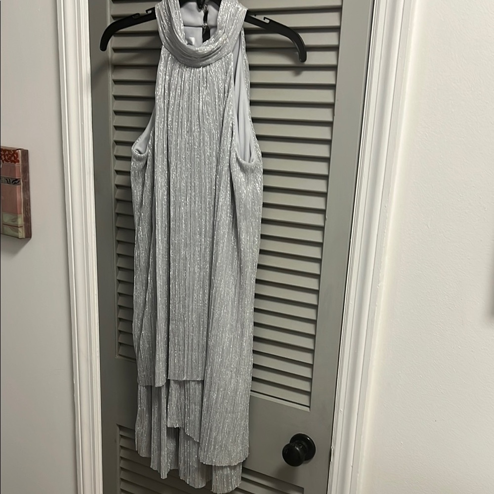 London Times Silver High Low Dress